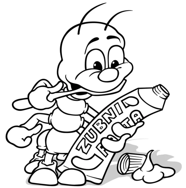 一个微笑的仙人掌刷牙的图画 以白色背景为背景的卡通画 — 图库矢量图片