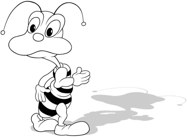 一只头戴头戴无翼蜜蜂的图画 以白色背景为背景的卡通图解 — 图库矢量图片