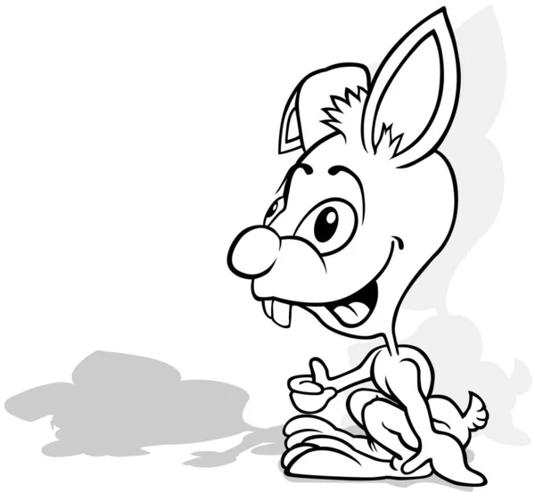 Zeichnung Eines Hasen Der Von Der Seitenansicht Auf Dem Boden — Stockvektor