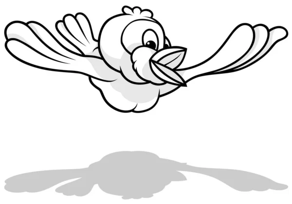 Dibujo Gorrión Volador Desde Vista Frontal Ilustración Dibujos Animados Aislados — Archivo Imágenes Vectoriales