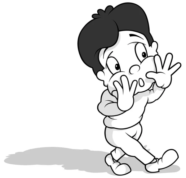 Рисунок Мальчика Кричащего Ищущего Кого Карикатура Белом Фоне Вектор — стоковый вектор