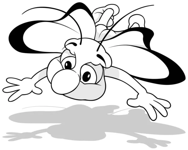 Rysunek Latającego Motyla Góry Widok Ilustracja Kreskówki Izolowane Białym Tle — Wektor stockowy