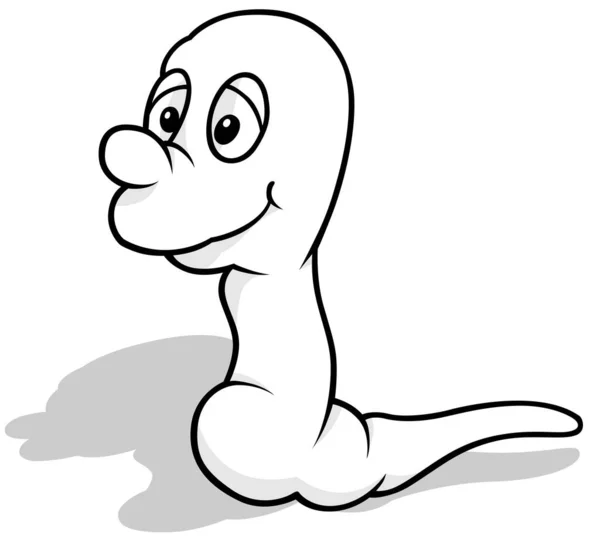 Drawing Funny Earthworm Cartoon Illustration Isolated White Background Vector — 스톡 벡터