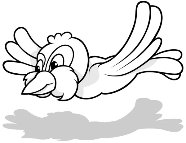 Drawing Flying Sparrow Side View Cartoon Illustration Isolated White Background — 스톡 벡터