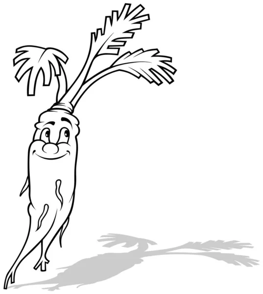 Рисунок Улыбающейся Моркови Карикатура Изолированная Белом Фоне Вектор — стоковый вектор