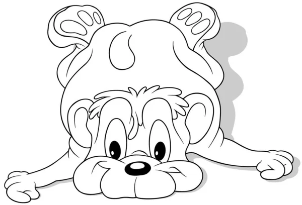 Tekening Van Een Schattige Teddybeer Liggend Grond Cartoon Illustration Geïsoleerd — Stockvector