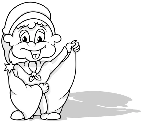 Kresba Leprechauna Oblečením Pláštěm Karikatura Ilustrace Bílém Pozadí Vektor — Stockový vektor
