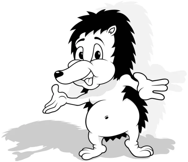 Desenho Hedgehog Bonito Com Braços Abertos Ilustração Dos Desenhos Animados — Vetor de Stock