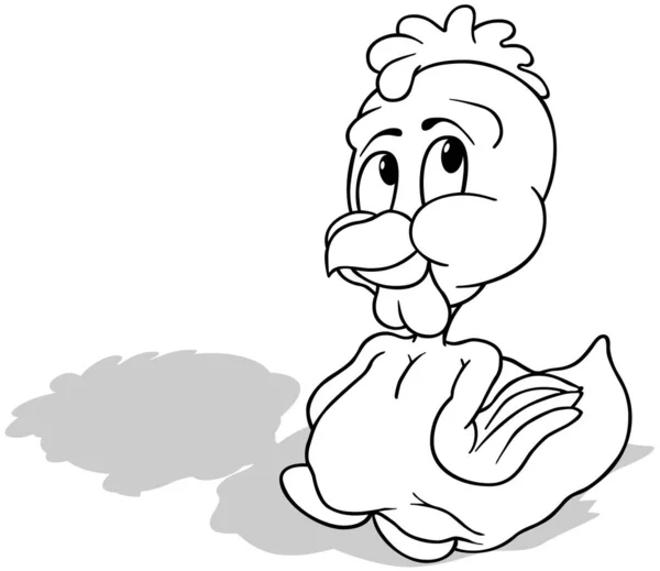 Tekening Van Een Kip Zittend Eieren Illustratie Van Cartoon Geïsoleerd — Stockvector