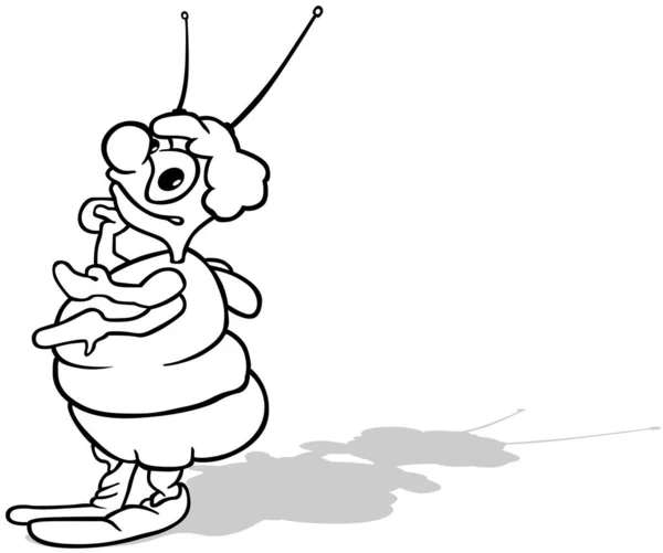 Küçük Kanatlı Şişko Böceğin Çizimi Beyaz Arkaplanda Karikatür Çizimi Vektör — Stok Vektör