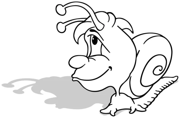 画一个带有大头像的有趣的蜗牛 以白色背景为背景的卡通画 — 图库矢量图片
