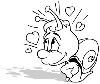 Kalpli Sevimli Ahlaksız Salyangoz Çizimi - Beyaz Arkaplanda İzole Çizgi Film Çizimi, Vektör