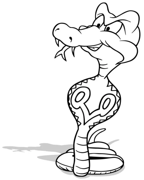 Drawing Erect Cobra Cartoon Illustration Isolated White Background Vector — 스톡 벡터