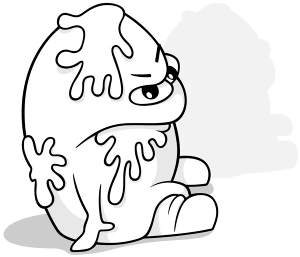 Drawing Garbage Monster Slime His Body Cartoon Illustration Isolated White — 스톡 벡터