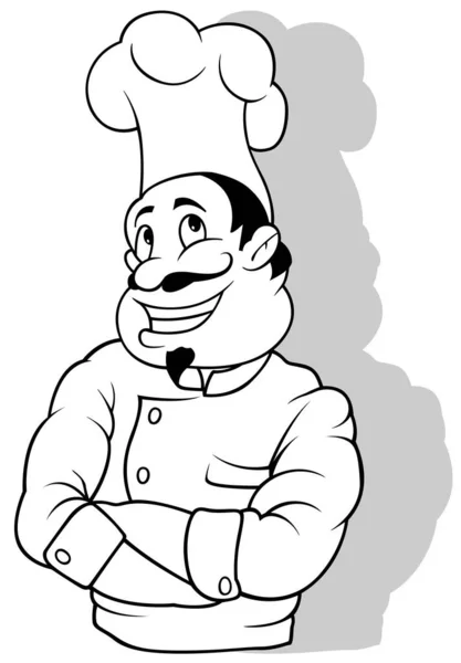 Dibujo Chef Uniforme Blanco Ilustración Dibujos Animados Aislados Sobre Fondo — Archivo Imágenes Vectoriales