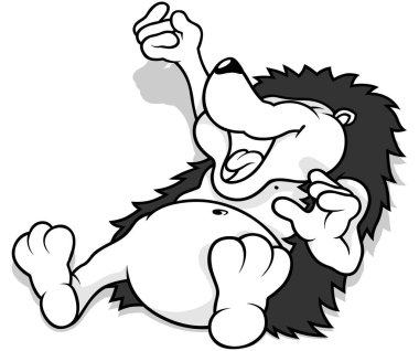 Gülen Kirpi Yuvarlanmasının Çizimi - Beyaz Arkaplanda İzole Çizgi Film Çizimi, Vektör