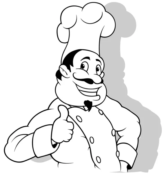 一个笑容可亲的厨师的画像 以白色背景为背景的卡通画图 — 图库矢量图片