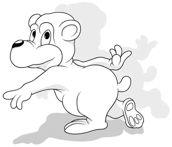 Kresba Běžícího Medvěda Pohledu Boku Kreslená Ilustrace Izolovaná Bílém Pozadí — Stockový vektor