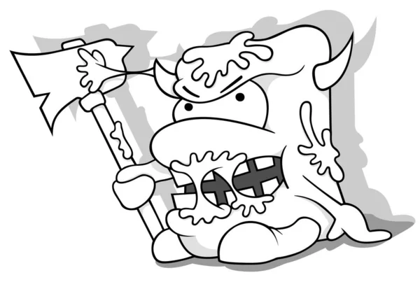 Kresba Odpadkového Netvora Liškou Ruce Slizem Jeho Těle Cartoon Illustration — Stockový vektor