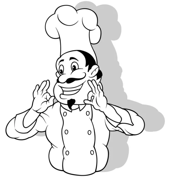 身着白色制服的厨师的画像 以白色背景为背景的漫画插图 — 图库矢量图片