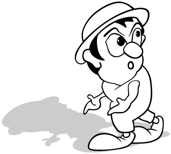Zeichnung Einer Strichfigur Mit Umgedrehtem Kopf Cartoon Illustration Auf Weißem — Stockvektor