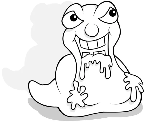 Rysunek Funny Garbage Monster Śluzem Ilustracja Kreskówki Izolowane Białym Tle — Wektor stockowy