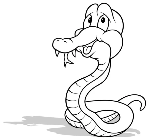 Desenho Uma Cobra Ereta Sorridente Ilustração Dos Desenhos Animados Isolado —  Vetores de Stock