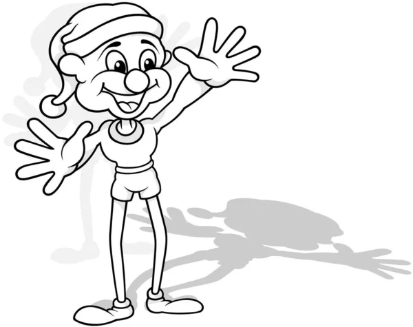 Kresba Tyčové Figury Dlouhýma Nohama Kreslená Ilustrace Izolovaná Bílém Pozadí — Stockový vektor