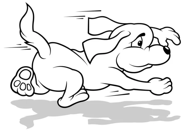 Dibujo Perrito Corriendo Ilustración Dibujos Animados Aislado Sobre Fondo Blanco — Vector de stock