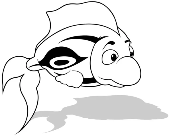 Zeichnung Eines Ozeanischen Gestreiften Fisches Cartoon Illustration Auf Weißem Hintergrund — Stockvektor
