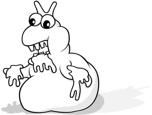 Dessin Monstre Poubelle Avec Boue Sur Son Corps Illustration Bande — Image vectorielle