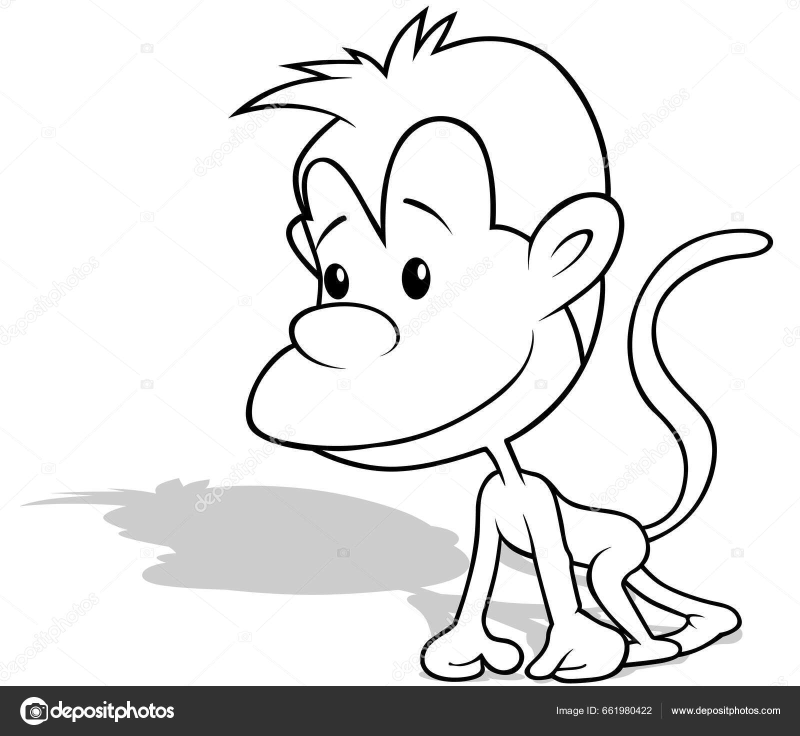 Desenho Macaco Engraçado Enquanto Caminha Vista Lateral Ilustração Dos  Desenhos imagem vetorial de dero2010© 661980422