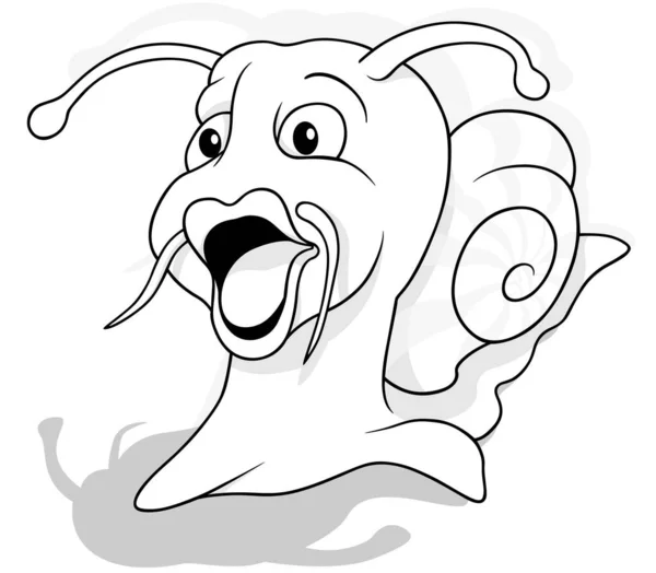 Zeichnung Einer Überraschten Wasserschnecke Mit Offenem Mund Cartoon Illustration Auf — Stockvektor