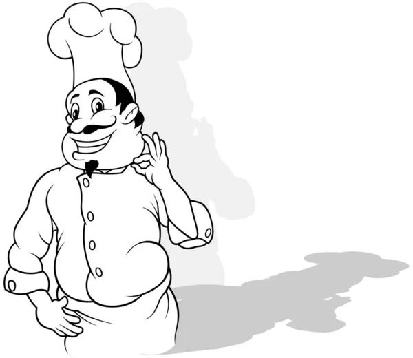 Zeichnung Eines Kochs Weißer Uniform Cartoon Illustration Auf Weißem Hintergrund — Stockvektor