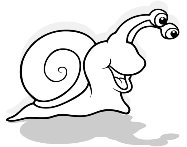 Zeichnung Einer Lachenden Schnecke Aus Dem Profil Cartoon Illustration Auf — Stockvektor