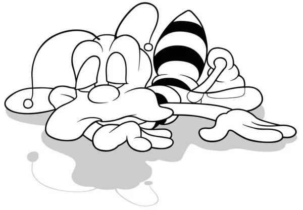 Zeichnung Einer Niedlichen Schlafwespe Cartoon Illustration Auf Weißem Hintergrund Vektor — Stockvektor