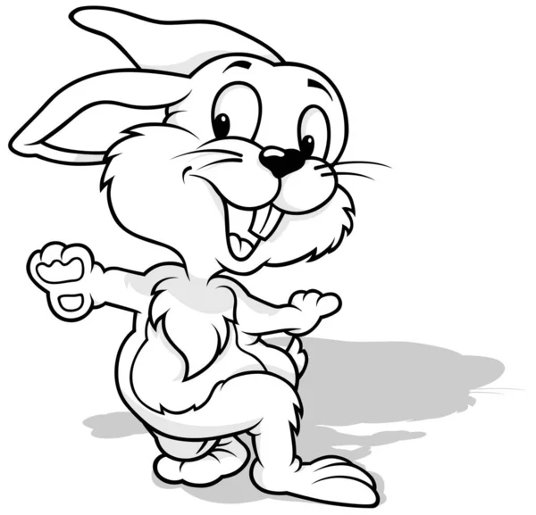 Zeichnung Eines Entzückenden Hasen Der Auf Dem Boden Tanzt Cartoon — Stockvektor
