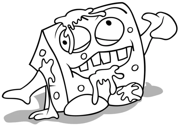 Drawing Funny Garbage Monster Splashed Slime Illustratie Van Cartoon Geïsoleerd — Stockvector