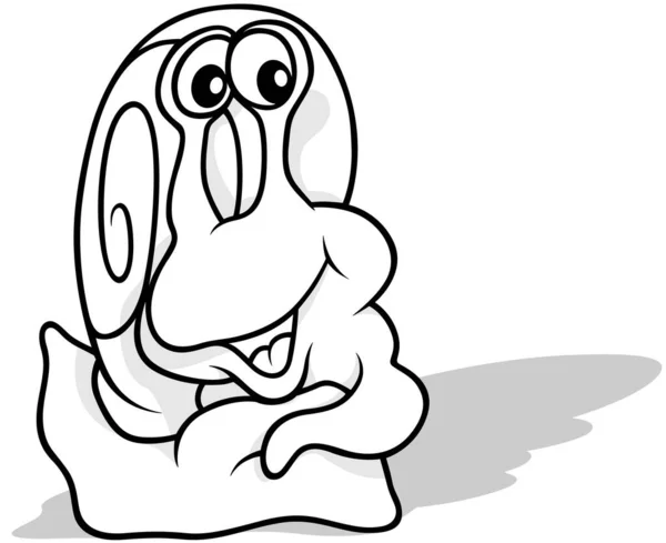 Drawing Funny Smiling Snail Snail Shell Cartoon Illustration Isolated White — стоковий вектор