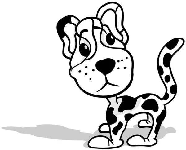Drawing Cute Leopard Its Head Turned Cartoon Illustration Isolated White — 스톡 벡터