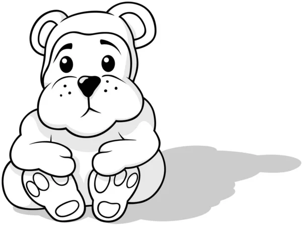 Drawing Sitting Plush Teddy Bear Cartoon Illustration Isolated White Background — 스톡 벡터