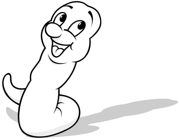 Tekening Van Een Vrolijke Aardworm Met Een Glimlach Zijn Gezicht — Stockvector