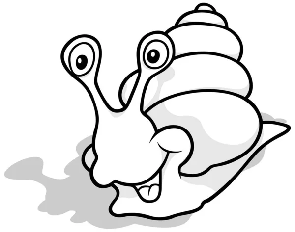 笑顔で面白いカタツムリの描き方 漫画イラストIsolated White Background Vector — ストックベクタ
