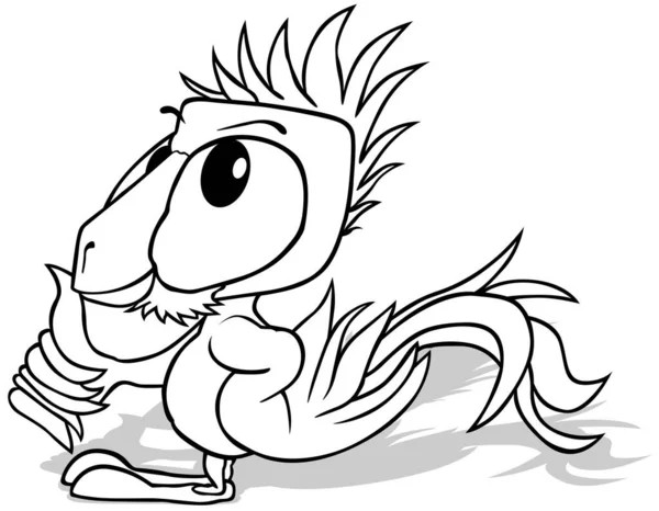Kresba Stojícího Papouška Postranního Pohledu Cartoon Illustration Izolated White Background — Stockový vektor
