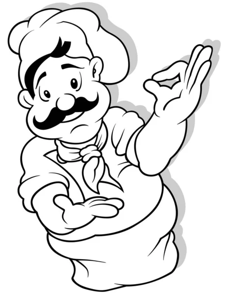 厨师画图 以白色背景 矢量为背景的漫画解说 — 图库矢量图片