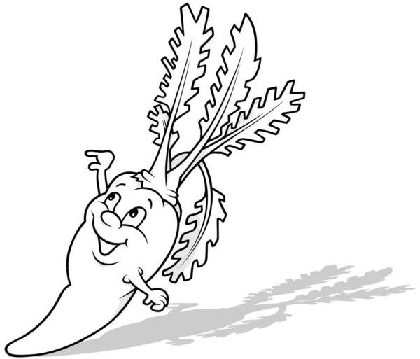 Desenho Uma Cenoura Sorrindo Engraçado Com Mãos Ilustração Dos Desenhos — Vetor de Stock