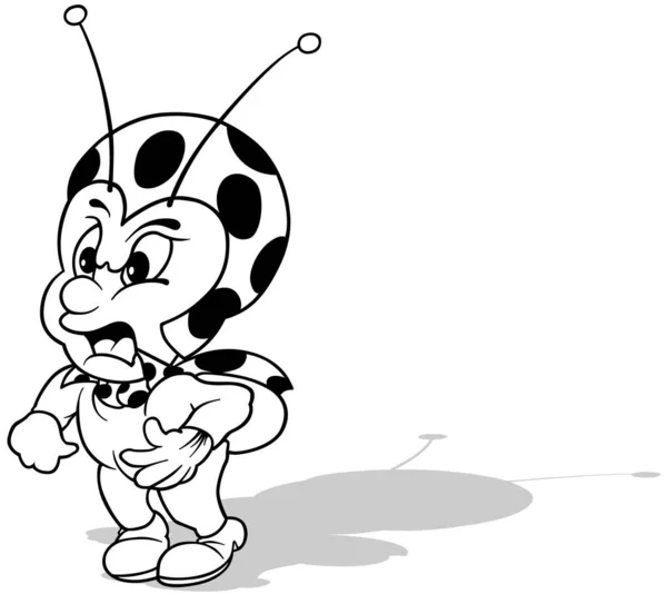 一个愤怒的瓢虫的图画 以白色背景 矢量为背景的卡通图解 — 图库矢量图片
