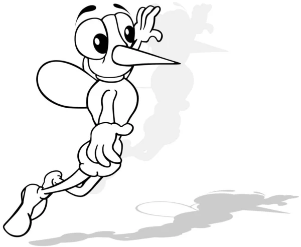 Σχέδιο Ιπτάμενου Κουνουπιού Στον Αέρα Cartoon Illustration Απομονωμένο Λευκό Φόντο — Διανυσματικό Αρχείο