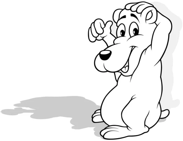 Drawing Smiling Polar Bear Raised Paws Cartoon Illustration Isolated White — стоковий вектор