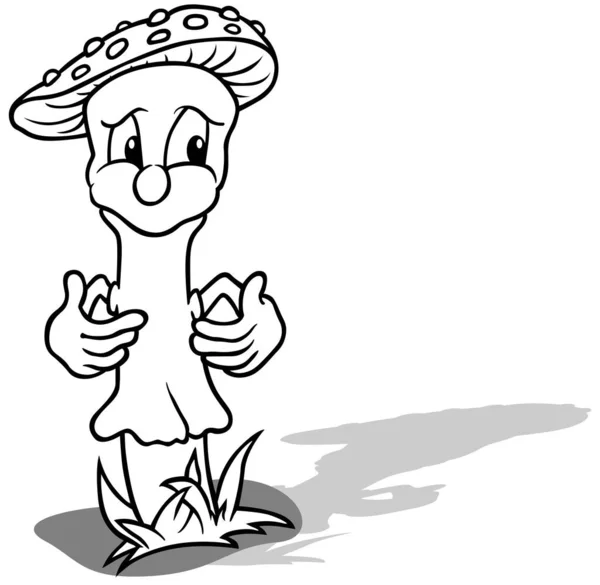Desenho Cogumelo Toadstool Sorrindo Ilustração Dos Desenhos Animados Isolado Fundo — Vetor de Stock